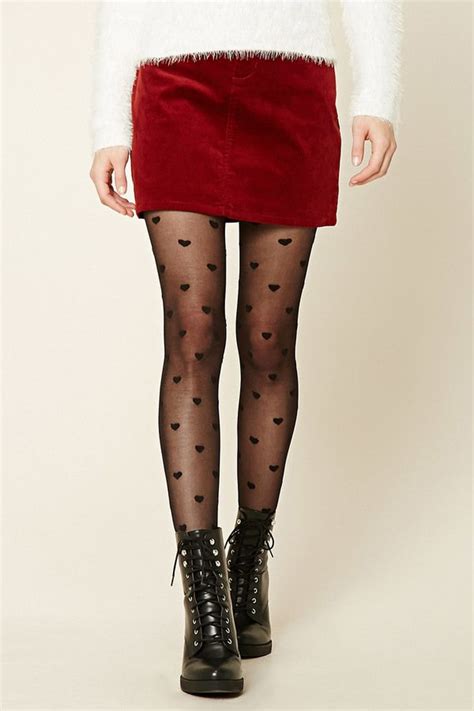 Forever 21 Forever 21 Heart Print Tights Printed Tights Outfit