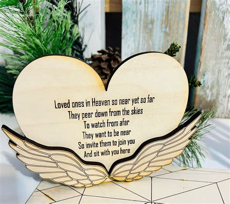 Loved Ones in Heaven Memorial Keepsake Heart W/ Angel - Etsy