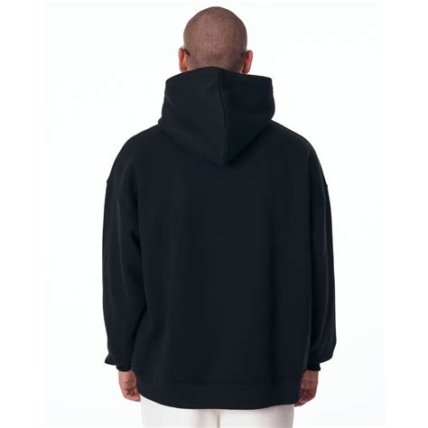 Mens Oversized Signature Detail Black Cordless Hoodie Martin Valen