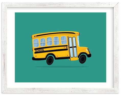 "Cute School Bus" - Drawing Art Print by Nathan Poland. | School bus art, School bus, Bus art