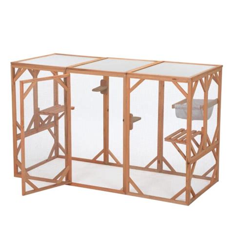 Coziwow Wooden Outdoor Cat Enclosure Catio Large Kitten Cage Playpen