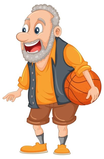 Free Vector | Old man holding basketball cartoon