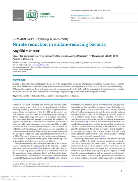 (PDF) Nitrate reduction in sulfate-reducing bacteria