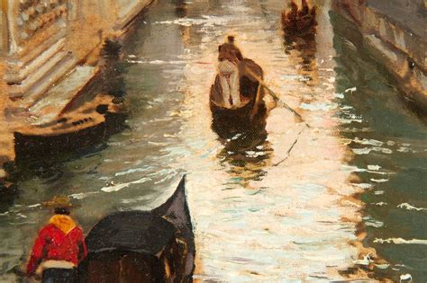 Fausto Giusto Italian 1867 1941 Venetian Canal Antique Painting C