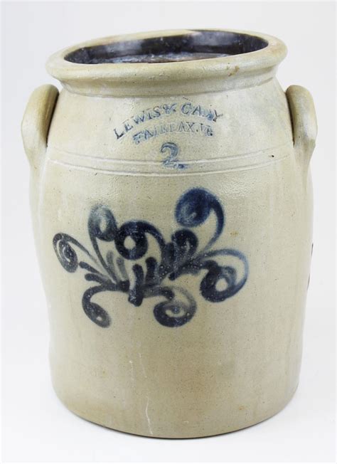 Sold Price Lewis Cady Fairfax Vt Stoneware Crock Invalid Date Est