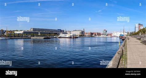 High Resolution Panorama Of The Port Of Kiel On A Sunny Day Stock Photo