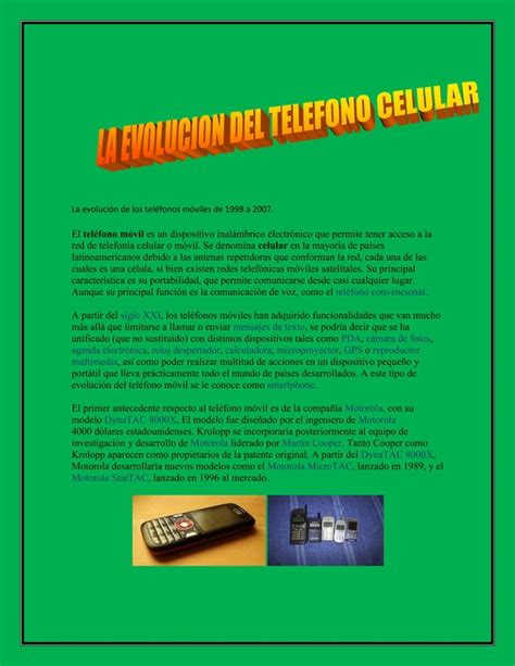 La evolución de los teléfonos móviles de 1998 a 2007 PDF