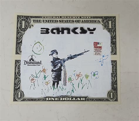 Based on BANKSY Stencil and paint on 2 $1 bills Signatu… | Drouot.com