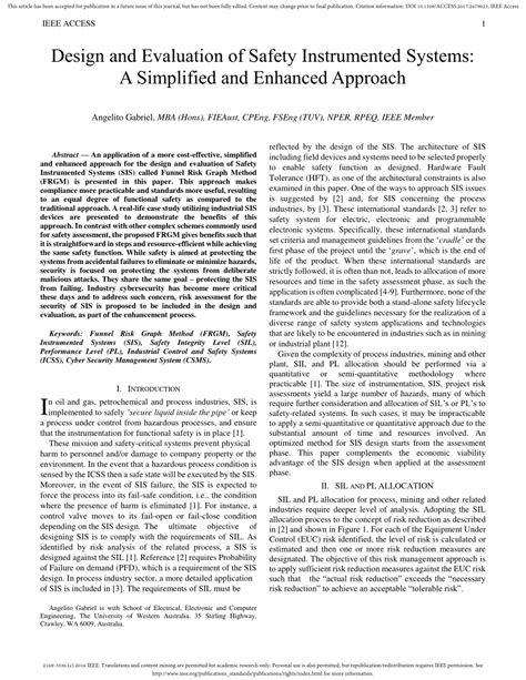 Pdf Design And Evaluation Of Safety Instrumented Systems A