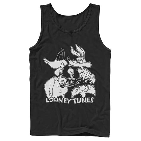 Лица мужских персонажей Looney Tunes Черно-белая майка Licensed ...