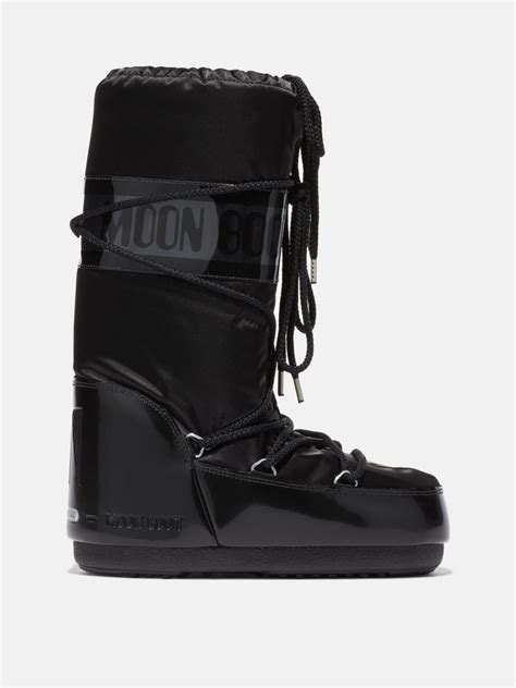 Icon Glance Black Satin Boots Moon Boot Official Store