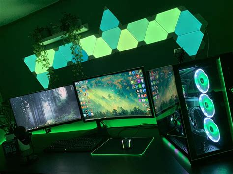 THE AMAZING GREEN LIGHT GAMING SET UP Gaming Setups