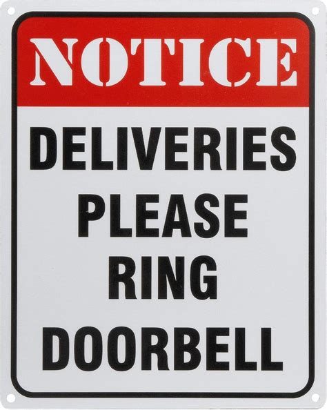 Deliveries Please Ring Doorbell Sign Reflective Signs 8 X 10 Inch Rust