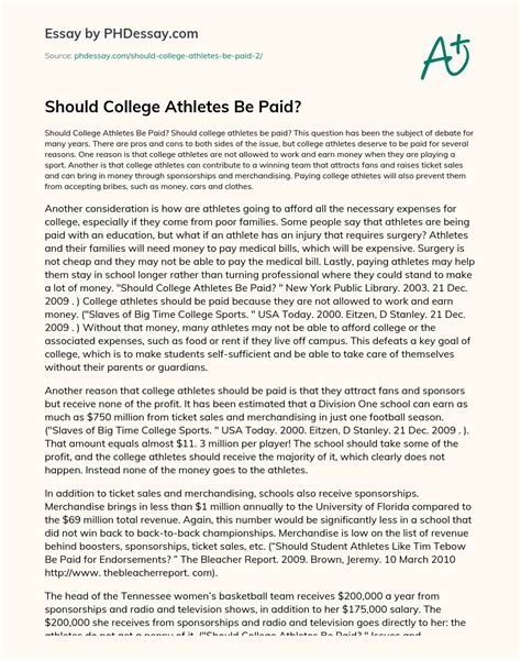 Should College Athletes Be Paid Essay Speech Example