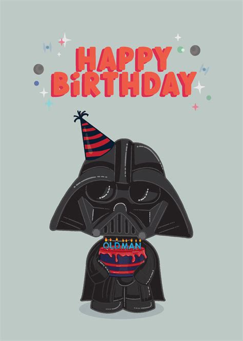 Star Wars Birthday Card Darth Vader Old Man Banteroo