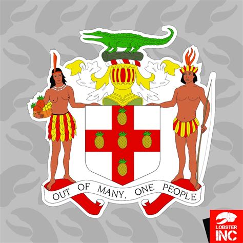 Jamaican Coat Of Arms Sticker Self Adhesive Vinyl Jamaica Flag Etsy