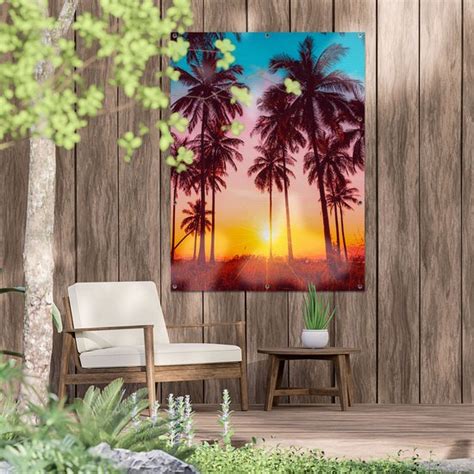 Gards Tuinposter Palmbomen Op Het Strand Bij Zonsondergang 90x120 Cm