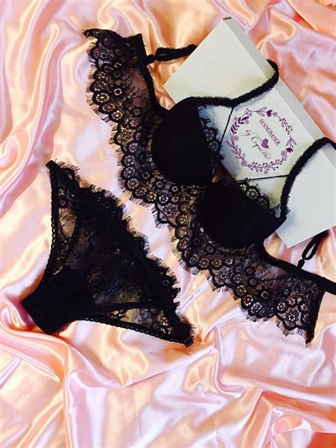 Black Lace Lingerie Set Erotic Lingerie Exclusive Lingerie Etsy