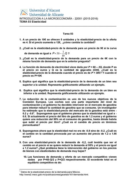 Tarea 03 INTRODUCCION A LA MICROECONOMÍA 22001 2015 2016 TEMA 03