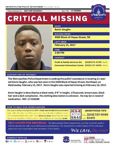 Critical Missing Kevin Vaughn 21yro Last Seen 4400 Blk Of Hayes St