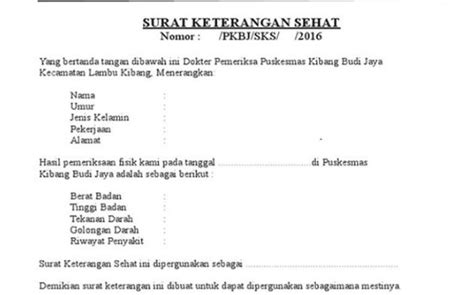 Cara Membuat Surat Keterangan Sehat Syarat Dan Contohnya Kitalulus