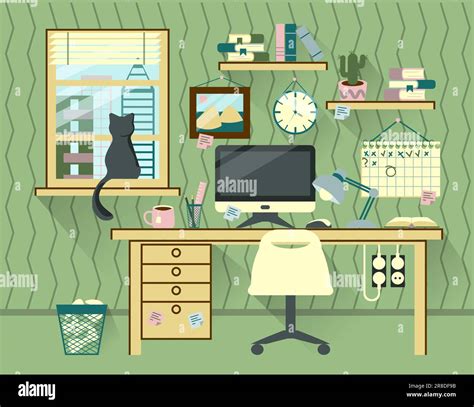 Office Interior Stock Vector Images Alamy