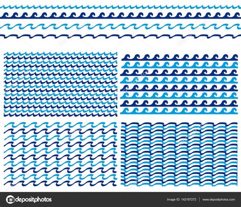 Collection Of Marine Waves And Patterns For Your Sea And Ocean Design