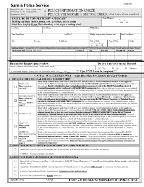 Fillable Online Police Information Check Vulnerable Sector Check Form