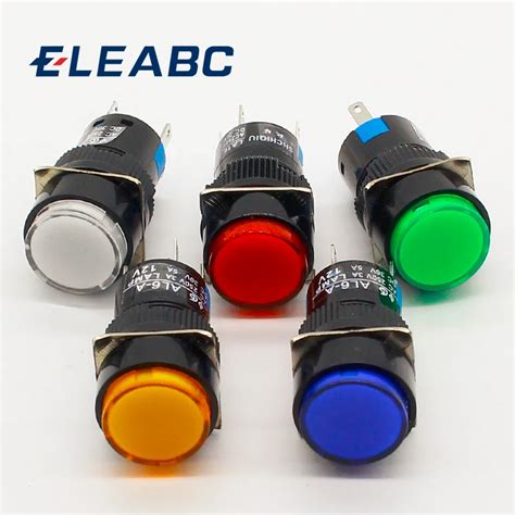 16mm Dc 6v 12v 24v 220v Led Push Button Switch Blue Green Red Yellow