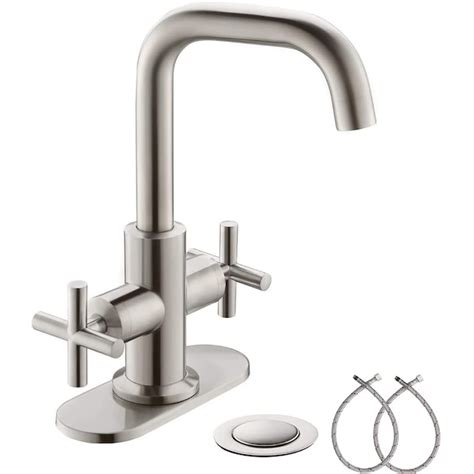 Phiestina Brushed Nickel 4-in centerset 2-Handle Bathroom Sink Faucet ...