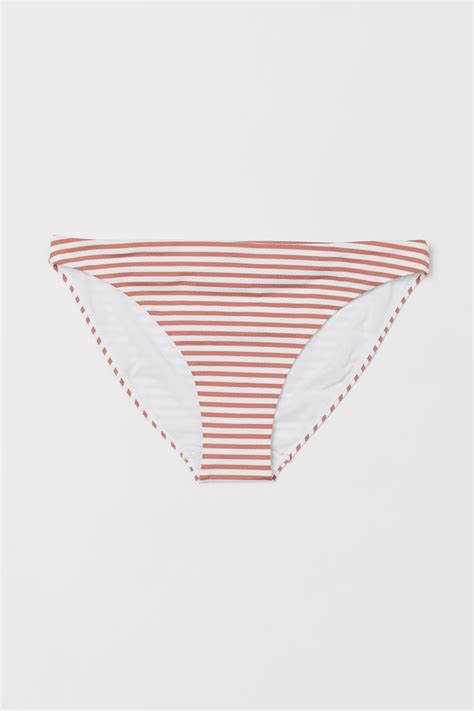 Bikini Bottoms Regular Waist Dusty Rose White Striped Ladies Handm Us