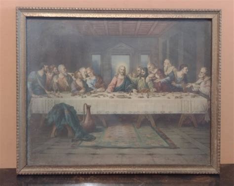 Vintage 1930s Brunozetti The Last Supper Lithograph Religious Art 11x9