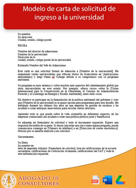 Muestra Cartas De Solicitud De Ingreso A La Universidad