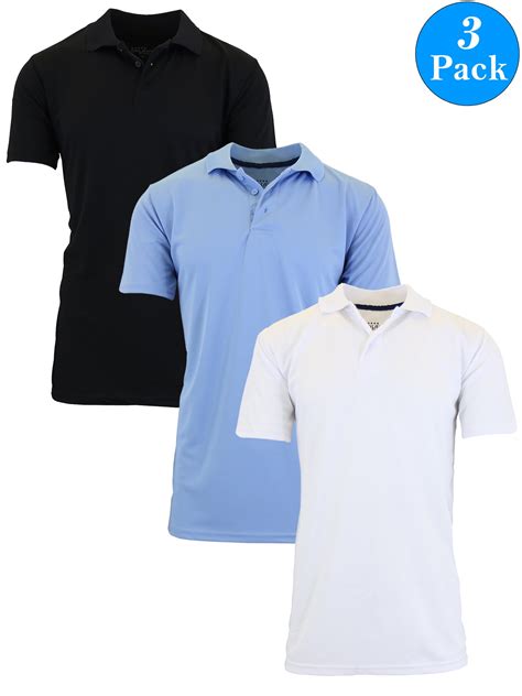 Mens Dry Fit Moisture Wicking Polo Shirt 3 Pack