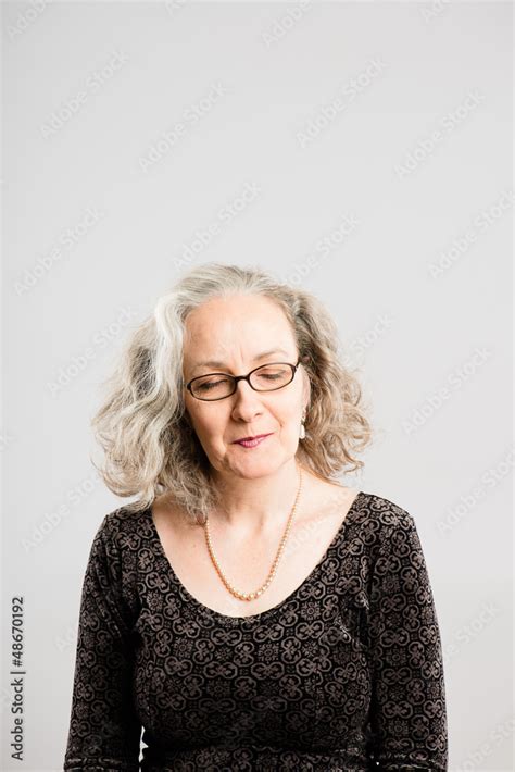 Funny Woman Portrait Real People High Definition Grey Background Stock