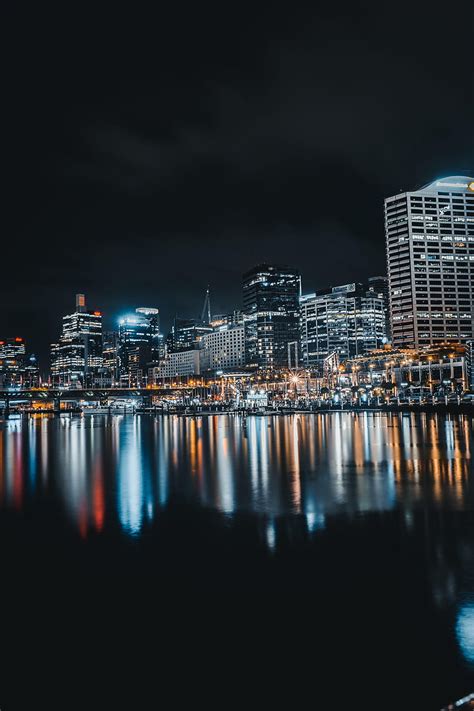 Cities Building Lights Reflection Night City Urban Landscape