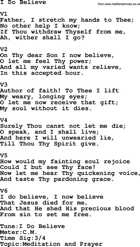 Adventist Hymn: I Do Believe - Christian Song lyrics, with PDF