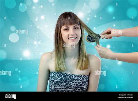 Graceful Brunette Woman Getting Ready With Shiny Turquoise Wallpaper