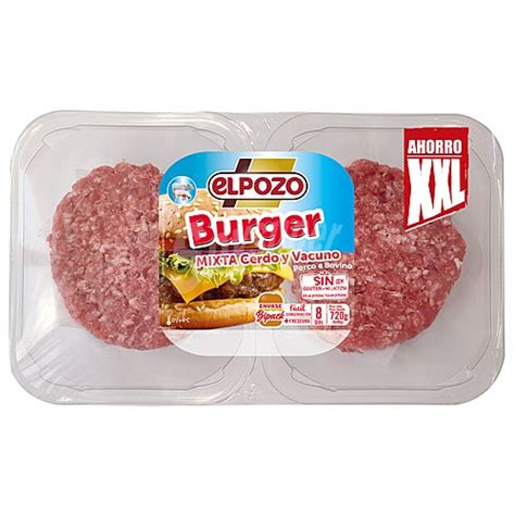 ElPozo Bandeja Con Burger Meat Mixta Vacuno Cerdo EL Pozo 8 X 90 G