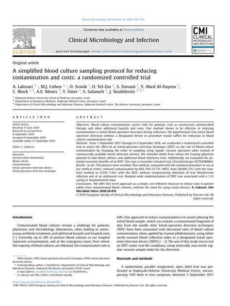 Pdf A Simplified Blood Culture Sampling Protocol For Reducing