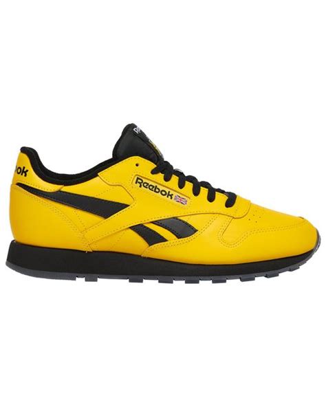 Reebok Classic Leather Running Shoes In Yellow Black Yellow For Men Lyst