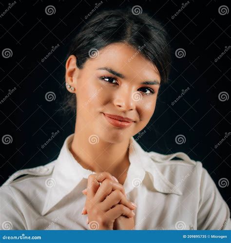 Beautiful Young Grateful Woman Expressing Gratitude Stock Image