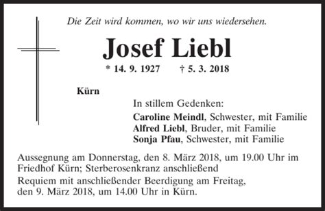 Traueranzeigen Von Josef Liebl Mittelbayerische Trauer