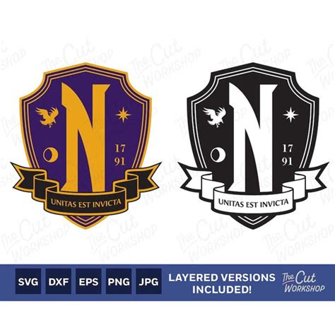 Nevermore Academy Badge Logo Wednesday Addams Layered Svg Inspire