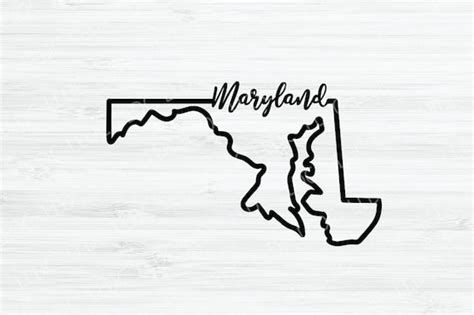 Maryland Outline Svg Maryland Cursive Vector File Maryland Etsy