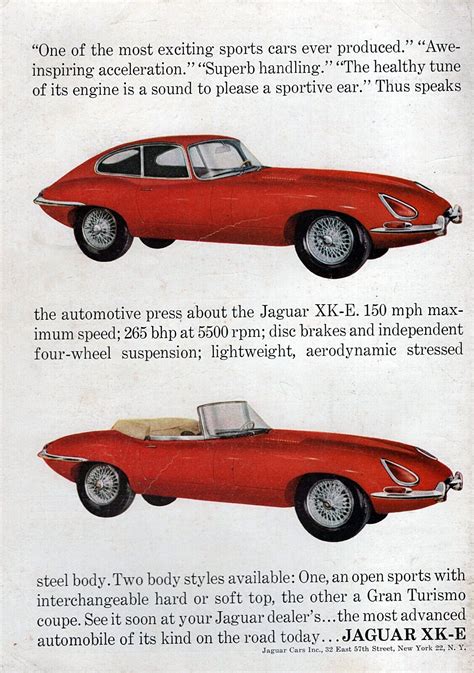 1962 Jaguar XKE E Type Roadster Coupe Original Color Print Ad EBay