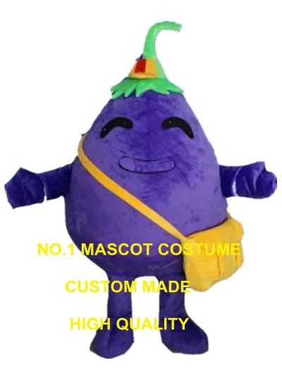 Purple Eggplant Mascot Costume Vegetable Custom Cartoon Character