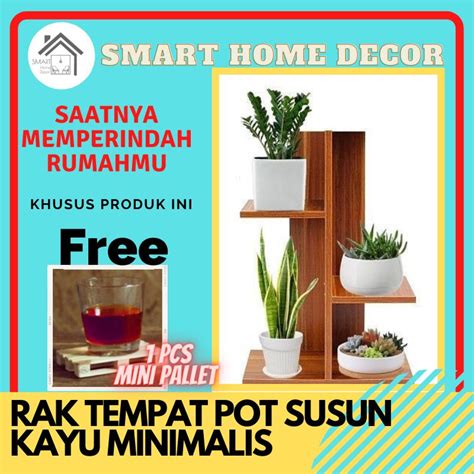 Jual Rak Bunga Kayu Susun Tingkat Minimalis Sudut Tempat Pot Bunga