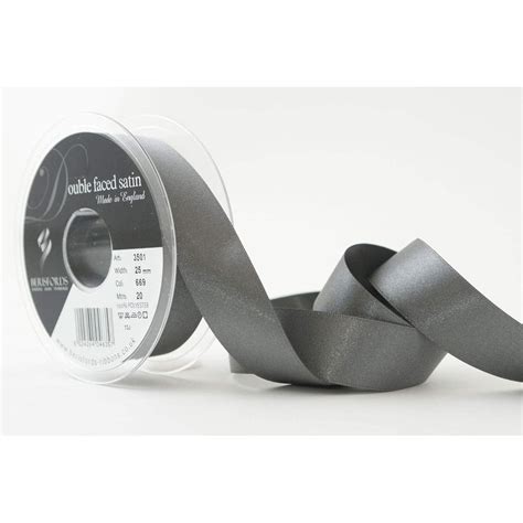 Berisfords SMOKED GREY 25mm X 20m Double Face Satin Cake Ribbon Cake