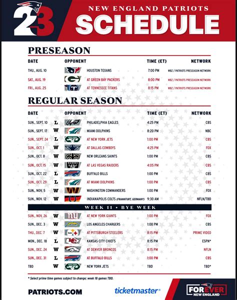 Patriots Schedule Preseason 2024 - prix carte pokemon